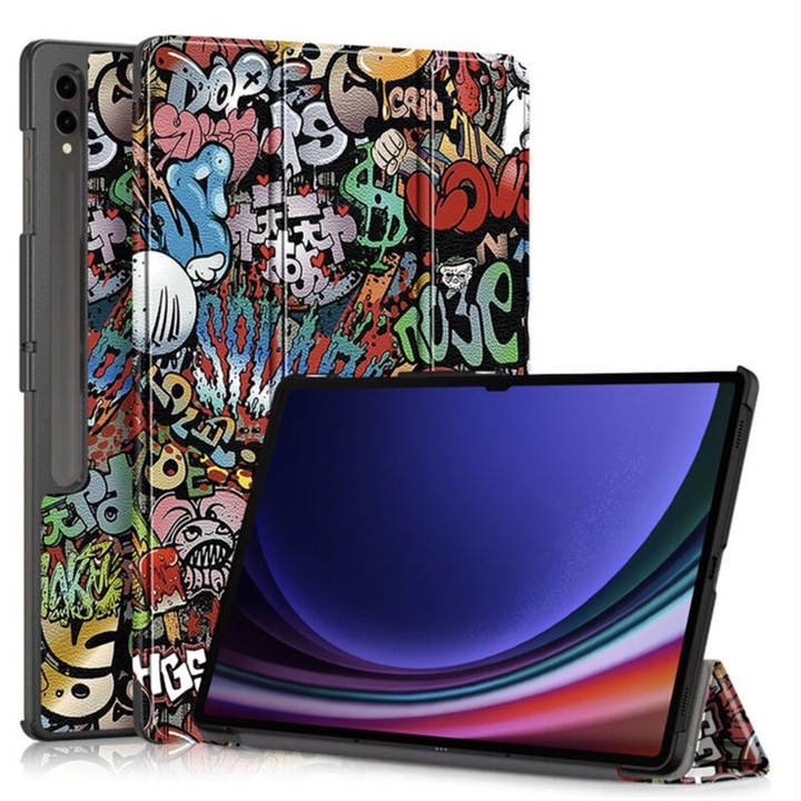 PU кожен калъф за таблет за Samsung Galaxy Tab S10 Ultra 14,6 инча, пълна 360 защита, кадифена вътрешност, функция на стойка, защитен дисплей, интелигентно покритие, противоударни ъгли, най-високо качество, многоцветен