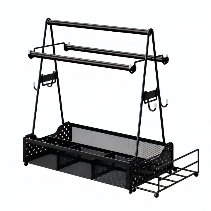 Преносима стойка за съхранение на подправки, метална, черна