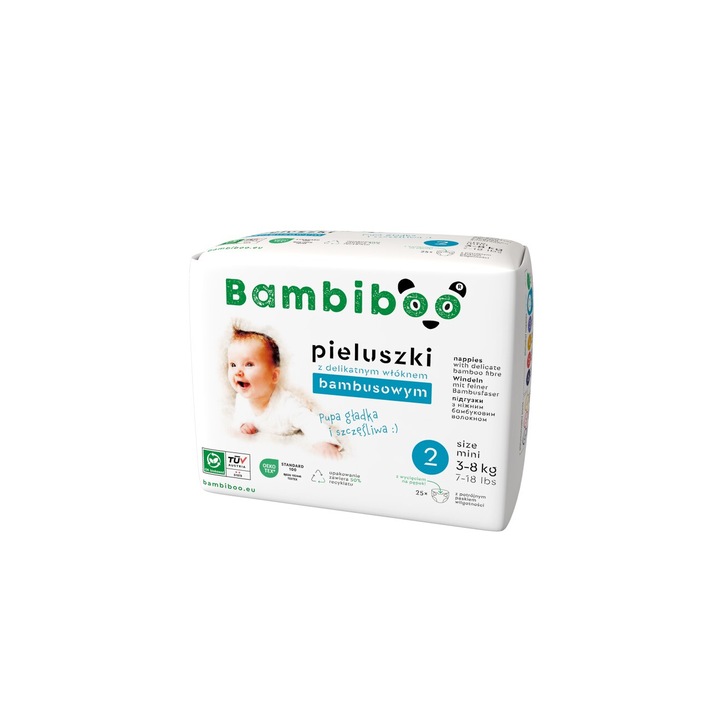 Set 4 x scutece Bambiboo de unica folosinta cu stofa de bambus, marimea 2, 100 buc