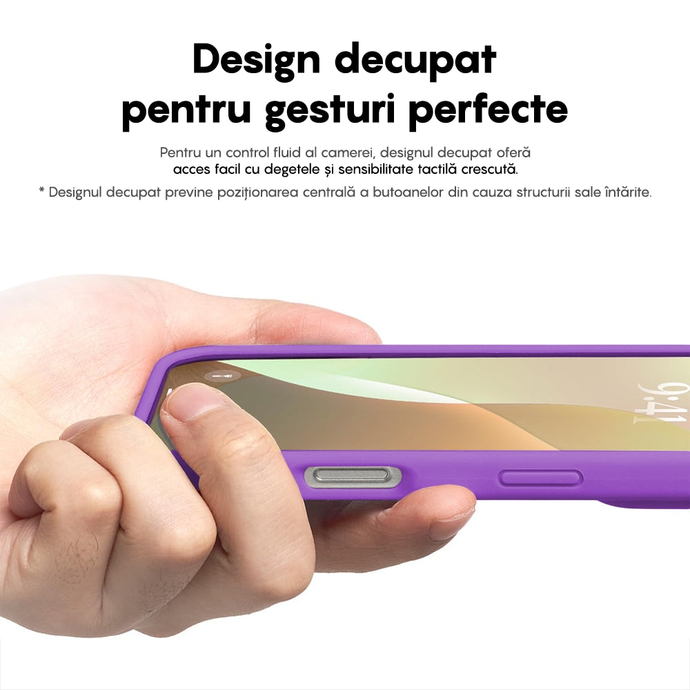 Husa CASEY STUDIOS™ compatibila cu iPhone 16, Soft Silicone Premium, Microfibra in Interior, Light Purple, de Protectie, Ultra Slim, pentru Incarcare Wireless, Margini Ridicate de Protectia Ecranului si a Camerelor