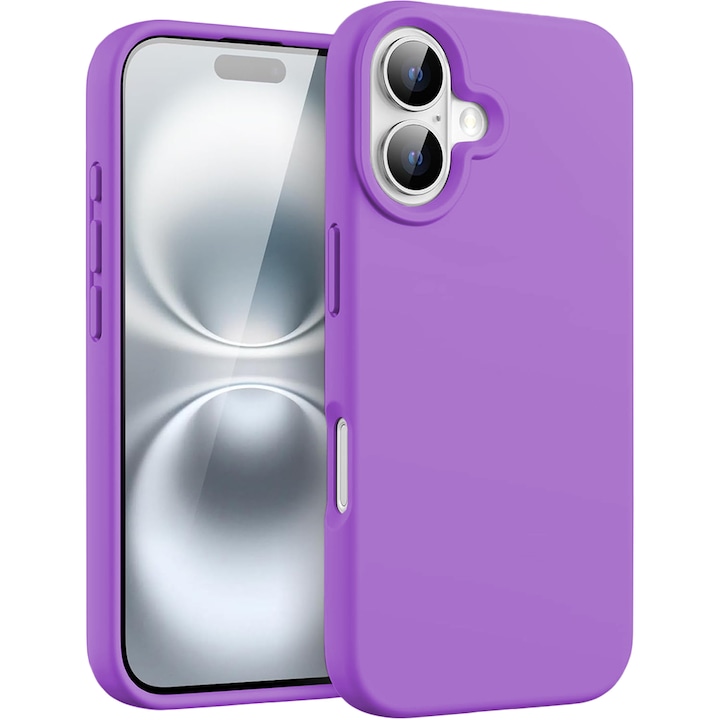 Кейс CASEY STUDIOS™ за Apple iPhone 16, мек първокласен силикон, микрофибърна вътрешна част, светло лилав, защитен, ултра тънък, за безжично зареждане, повдигнати ръбове за защита на екрана и камерата