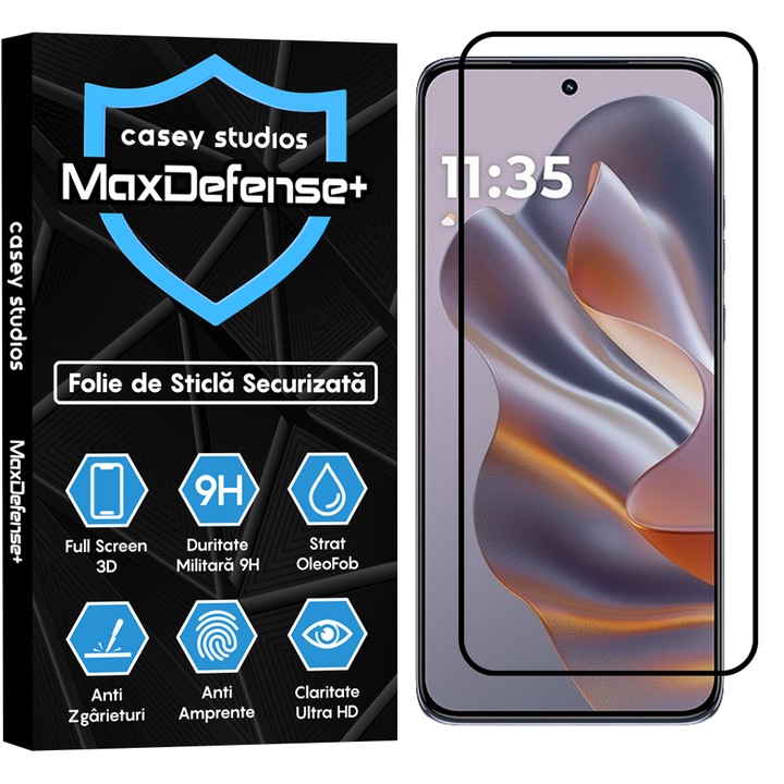 Folie Sticla CASEY STUDIOS™ compatibila cu Motorola Moto S50, Full Cover 3D, Full Glue, Sticla Securizata, Duritate Militara, Ultra HD, Protectie Profesionala Ecran 3D, Anti Zgarieturi, Anti Socuri