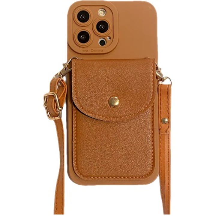 Telefontok iPhone 14 pro-hoz, kártyatartóval, ökológiai bőr