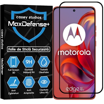 Folie Sticla CASEY STUDIOS™ compatibila cu Motorola Edge 50 Neo, Full Cover 3D, Sticla Securizata, Duritate Militara, Protectie Profesionala Ecran 3D, Anti Zgarieturi, Anti Socuri