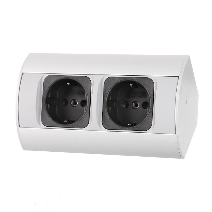 Контакт Orno schuko, за плот/ъгъл, 2 гнезда, 3 x 1,5 mmp, сиво