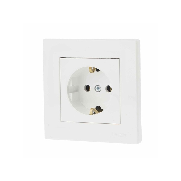 Priza schuko simpla Schneider Asfora, clasica, IP20, alba