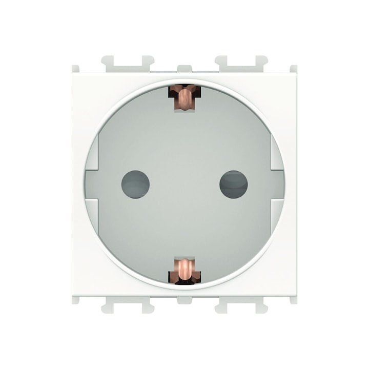 Priza schuko simpla Schneider Easy Styl, cu obturator, modulara, IP20, alba