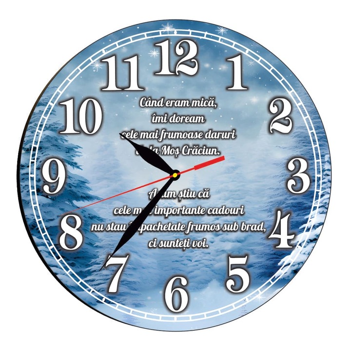 Ceas Craciun, Parinti, Lemn, 40cm, Multicolor, CCRUV029