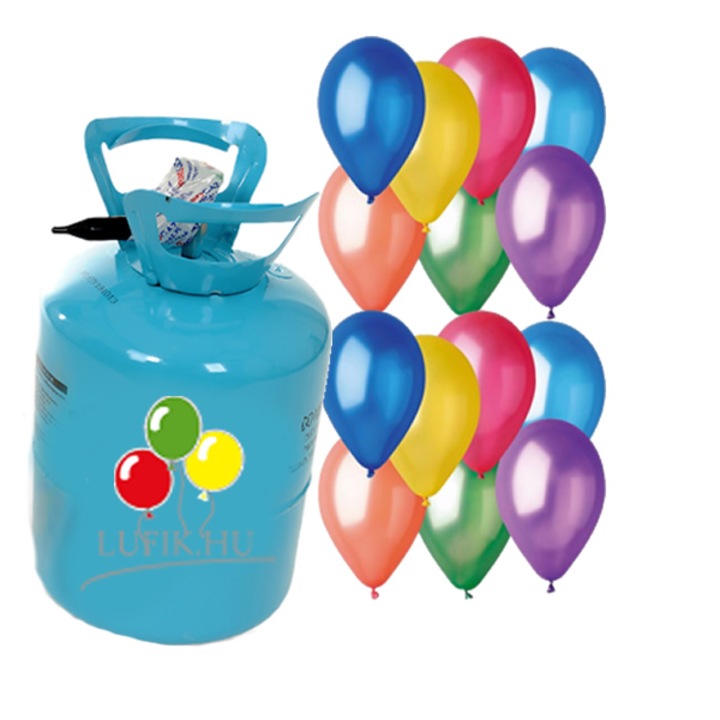 Hélium palack, 50 lufihoz, metál lufival