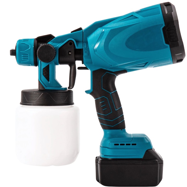 Pistol pentru vopsit SDEPOT®, profesional, fara fir, 48V, electric, cu baterie Li-Ion, 210W, capacitate 800 ml