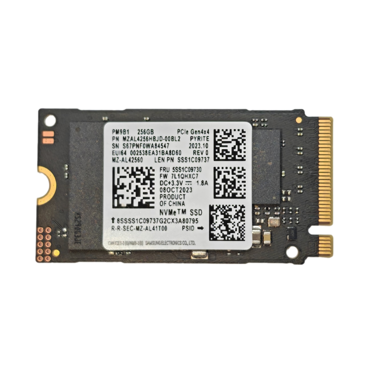 SSD Samsung PM9B1, 256 GB, PCI Express 4.0 x4, NVME, bulk, format
