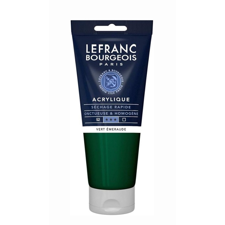 Culoare acrilica fina, Lefranc & Bourgeois, verde viridian 529, 80ml