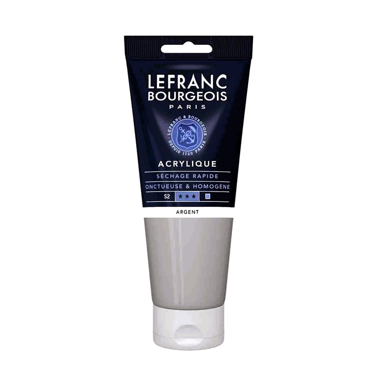 Culoare acrilica fina, Lefranc & Bourgeois, silver 710, 80ml