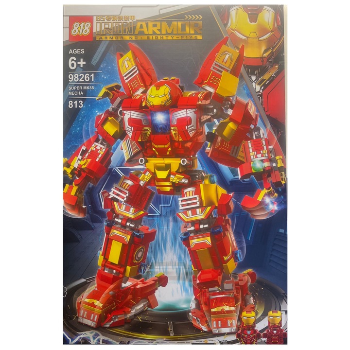 Iron Man MK85 Hulkbuster építőkészlet, 813 darabos