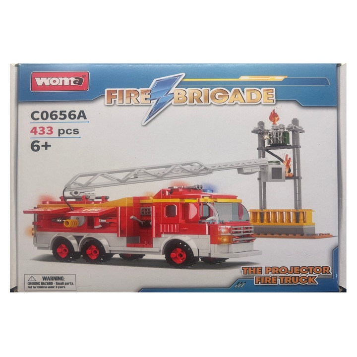 OEM Fire Brigade Építőkészlet, Tűzoltóautó, 433 db, 6+ év, piros