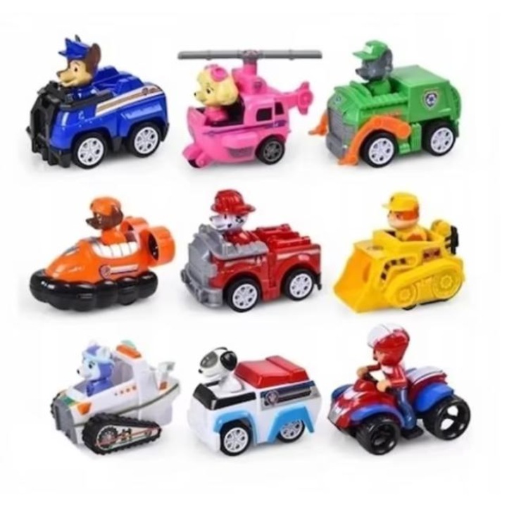 Szett Paw Patrol 9 figurák és tarka járművek, 12 cm