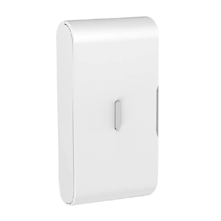 Senzor alarma vibratii wireless Spreest®, GB010, 433MHz eV1527, detector soc pentru usa/geam/seif, buton SOS, compatibil sisteme alarma GSM si WiFi, notificari Tuya Smart, raza 100m, baterie 23A 12V inclusa, Alb