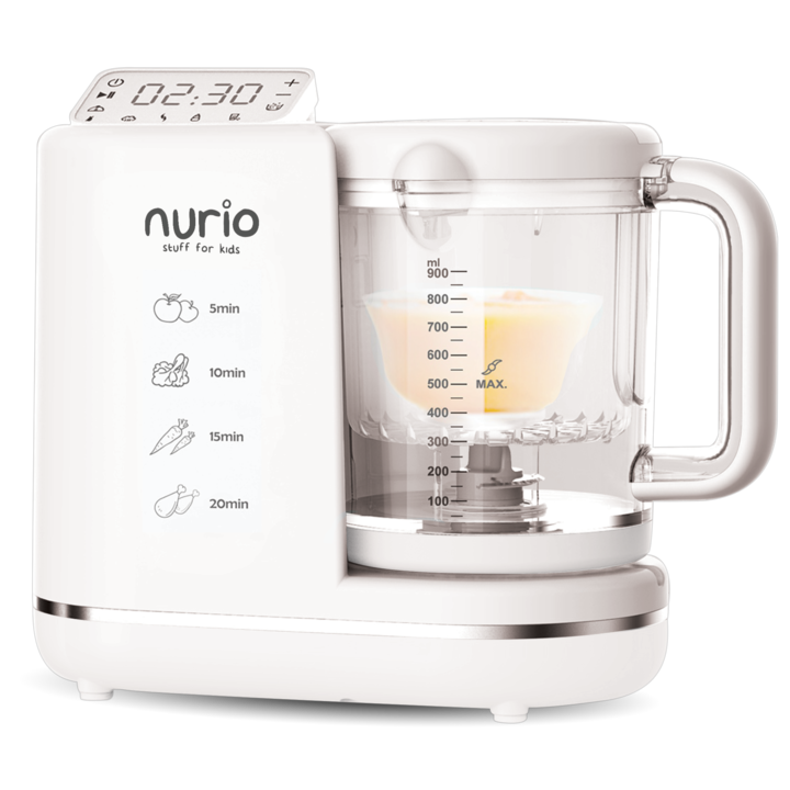 Aparat de Gatit cu Abur si Blender 7 in 1 Nurio cu Temporizator pentru Bebelusi si Copii
