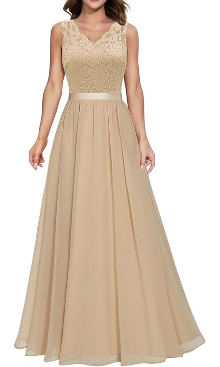 Rochie eleganta de seara crem, marimea M, Daisyaner