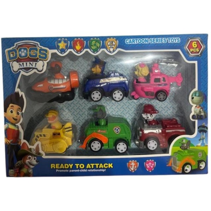 6 db-os járműből álló készlet támadásra kész figurákkal, Paw Patrol, tarka, 10-12cm