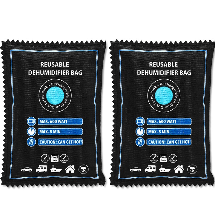 EasyKlima dezumidificator auto, absorbant de umiditate reutilizabil pentru masina, sac x2