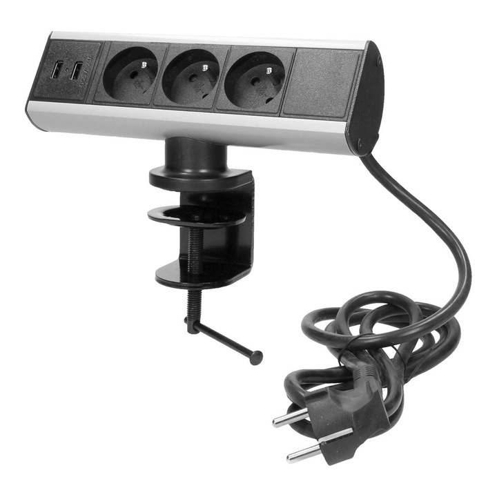 Prize cu incarcator USB si surub, 3x2P+Z, 2xUSB, ORNO