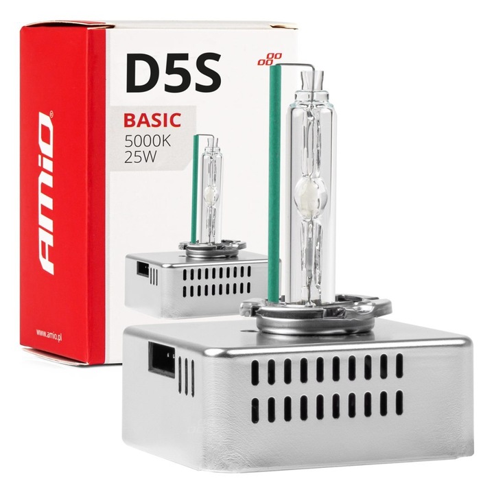Bec xenon D5S 5000K AMIO, 25W, 12V, standard, pentru Audi, Citroen, Opel, Skoda