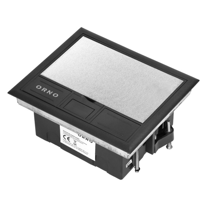 Cutie pentru prize modulare ORNO 4x45x45mm sau 8x22,5x45mm, capac din otel inoxidabil, negru