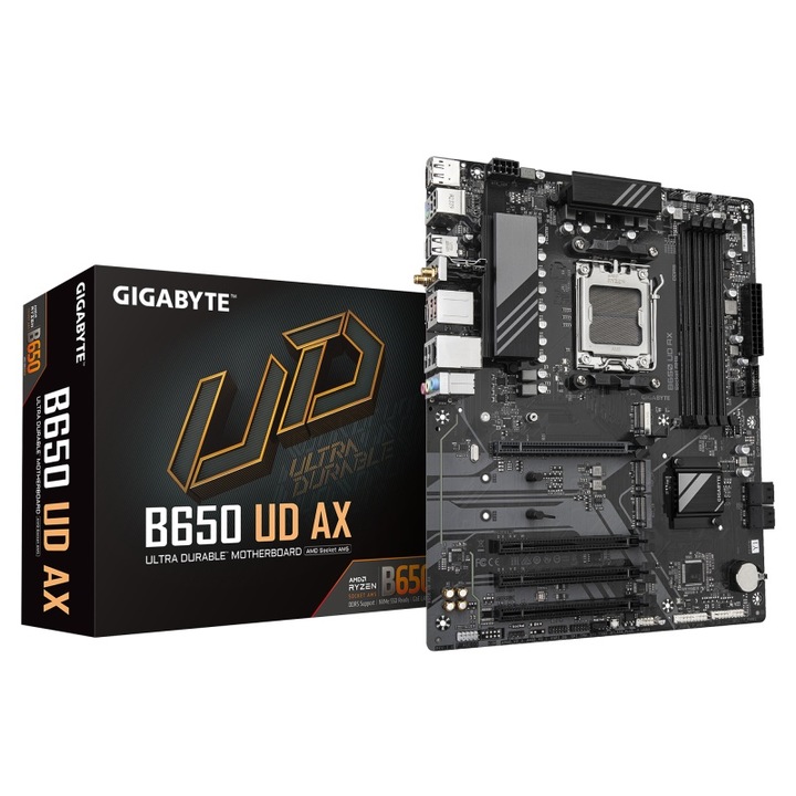 Alaplap Gigabyte B650 UD AX, 4xDDR5, 4xPCIE16, 4xSATA3, 6xUSB, 2xUSB3.2, HDMI, ATX
