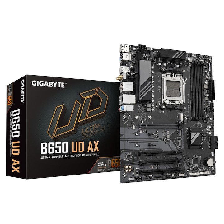 Дънна платка Gigabyte B650 UD AX, 4xDDR5, 4xPCIE16, 4xSATA3, 6xUSB, 2xUSB3.2, HDMI, ATX