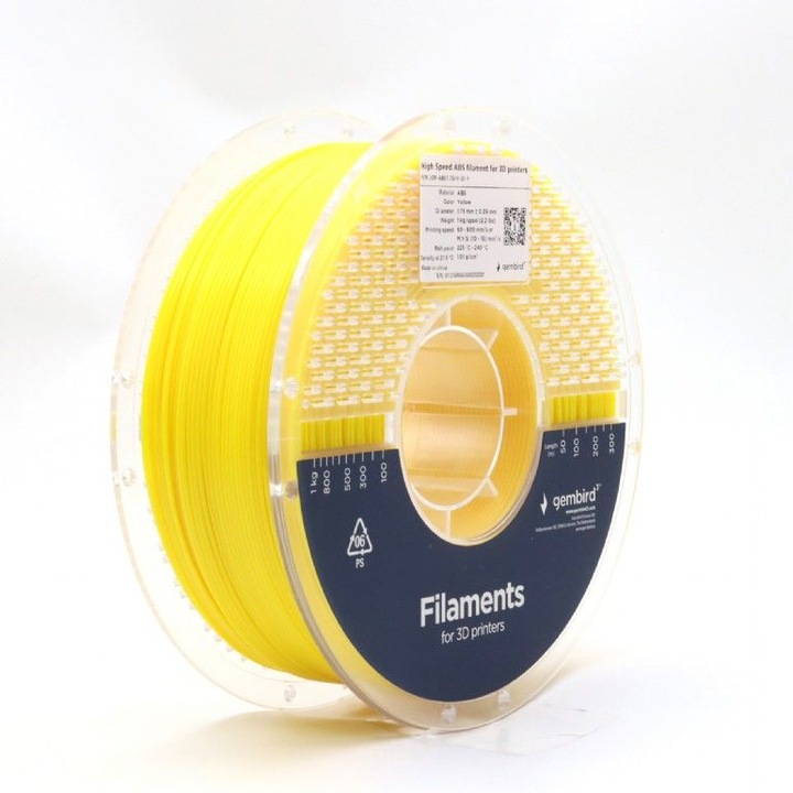 Gembird 3DP-ABS1.75HY-01-Y nagysebességű ABS filament sárga 1, 75mm 1kg