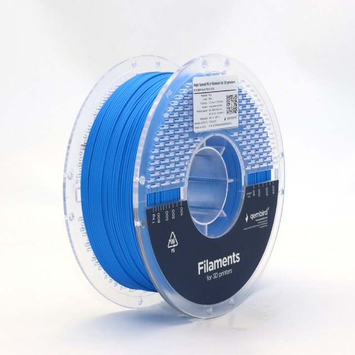 Filament PLA Gembird 3DP-PLA1.75HY-01-B, albastru, 1,75mm, 1kg