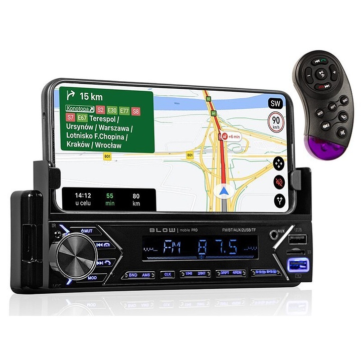 Radio auto Blow MOBILE PRO, Bluetooth, 2xUSB, microSD, AUX, 18x5x15cm