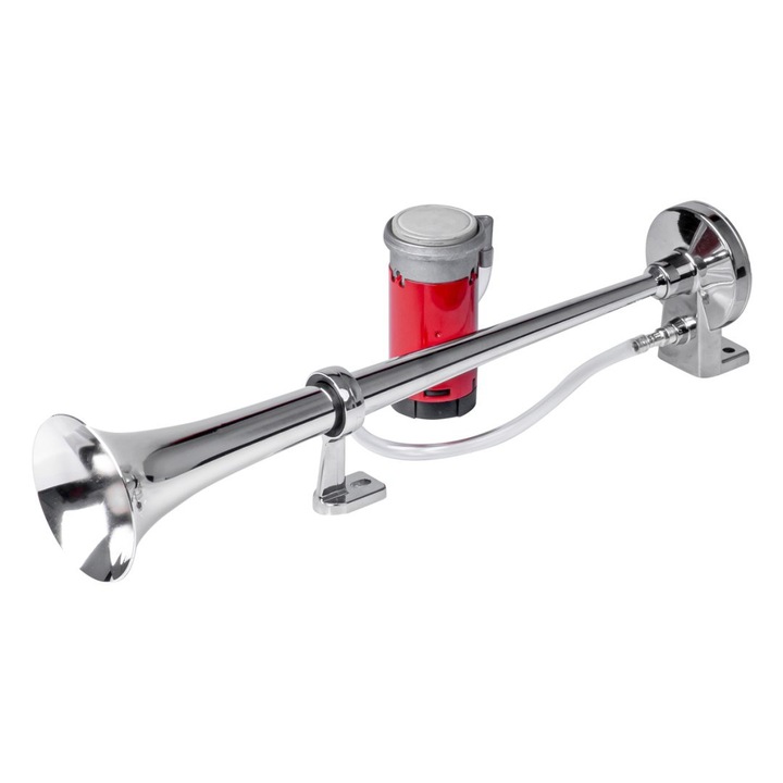 Клаксон с компресор AMIO, 12V, 150db, 45х9см, пълен комплект, хромиран