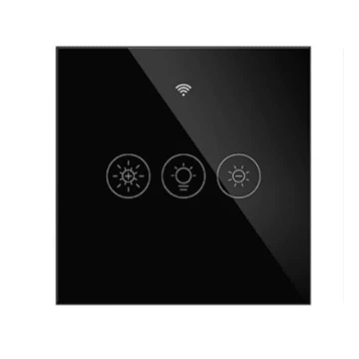 Dimmer inteligent pentru iluminare, Cu Panou din Sticla, Wifi, RF433, Negru