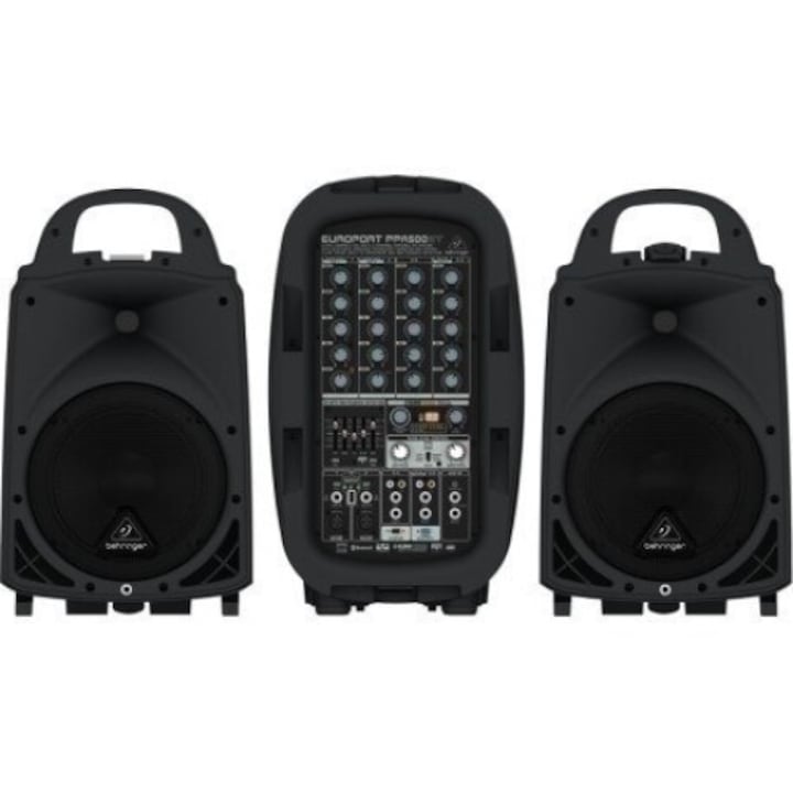 Аудио система Behringer, 500W, Bluetooth, 2 високоговорителя, черна, 352x750x584 мм