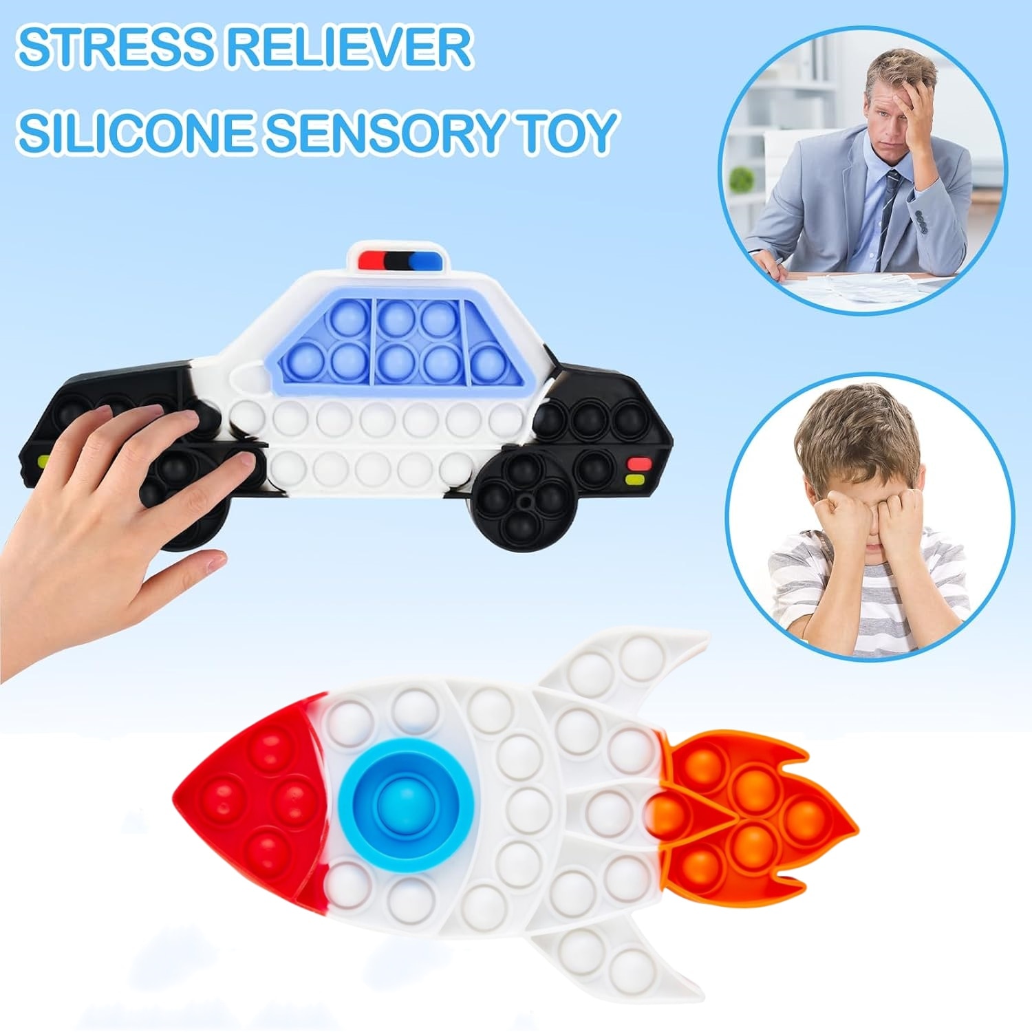 Set 2 Jucarie senzoriala, Pop Push It Sensory Squeeze Fidget Toy ...