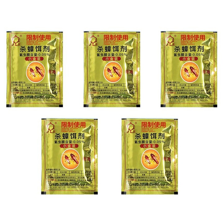 Insecticid DAHAO, 5 pachete, praf, 0.05% Fipronil, ambalaj auriu, control daunatori acasa