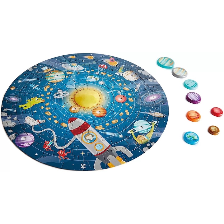 Пъзел, Hape, със 102 части, представящи Слънчевата система, за развитие на сръчността и координацията око-ръка, за деца над 5 години