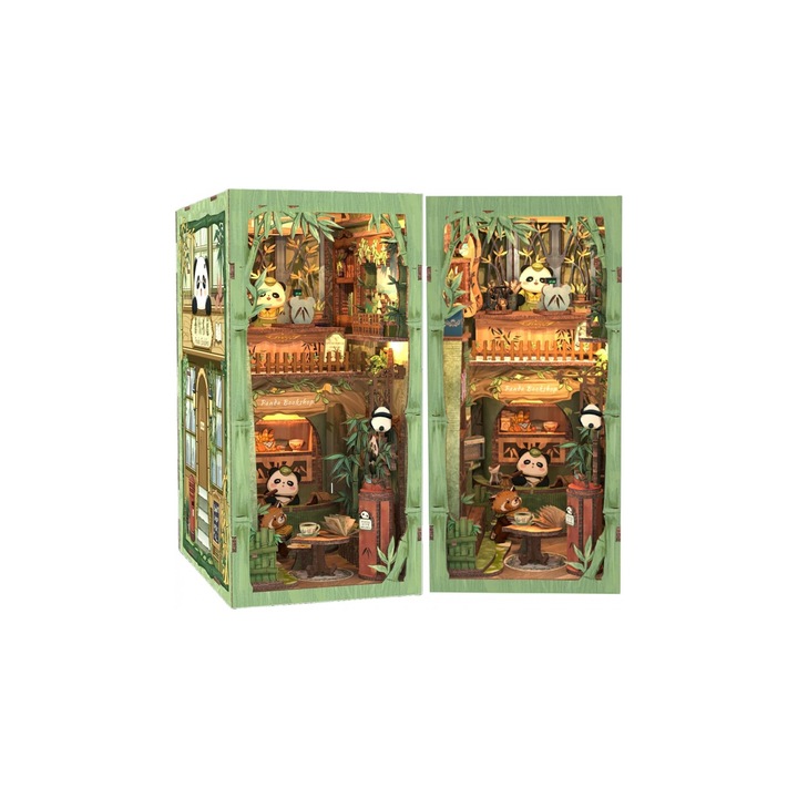 Cutebee 3D Puzzle, Miniatűr ház Könyvkuckó DIY, Panda bookshop, 244 db-os