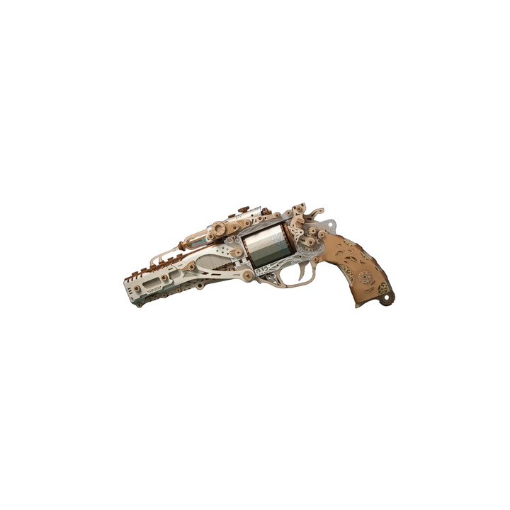Howcat 3D Puzzle, Klasszikus fehér revolver, Fa, 176 db-os