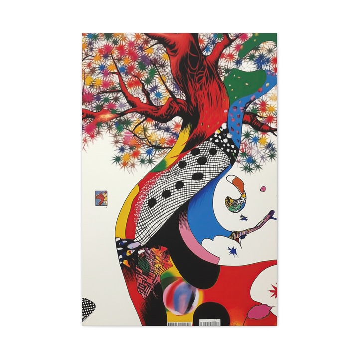 Tablou Canvas Premium, Copacul Psihodelic, Panza Bumbac 100% - 280g/m2, Sasiu Lemn Natural, Arta Contemporana, Modern, Abstract, Culori Vibrante, Decor Living, Camera de Zi, Sufragerie, Dormitor, Hol, Birou 40 x 60 CM