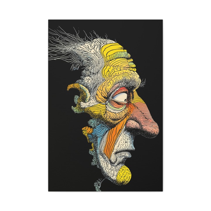 Tablou Canvas Premium, Crapaturi de Timp, Panza Bumbac 100% - 280g/m2, Sasiu Lemn Natural, Arta Contemporana, Modern, Abstract, Culori Vibrante, Decor Living, Camera de Zi, Sufragerie, Dormitor, Hol, Birou, 50 x 70 CM