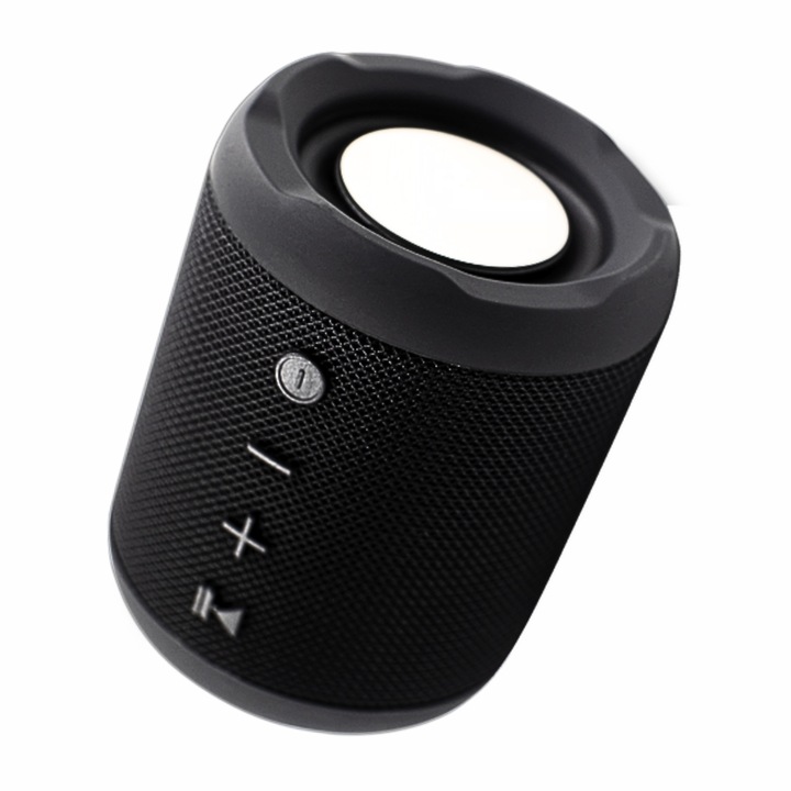carrlinechoo® Boombox 360° преносим високоговорител, Bluetooth 5.1, безжично FM радио, MicroSD карта, Memory Stick и AUX кабел, водо- и прахоустойчивост, IPX6 фактор, автономност до 10 часа, капацитет на батерията 1200 mAh, черен