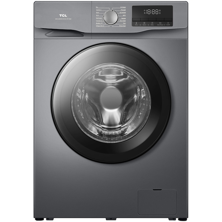 TCL FF1214SA0 mosógép, 12kg, 1400rpm, Inverter motor, Steam Wash, Drum Clean, Honeycomb Drum, Add Garment, A energiaosztály, Ezüst