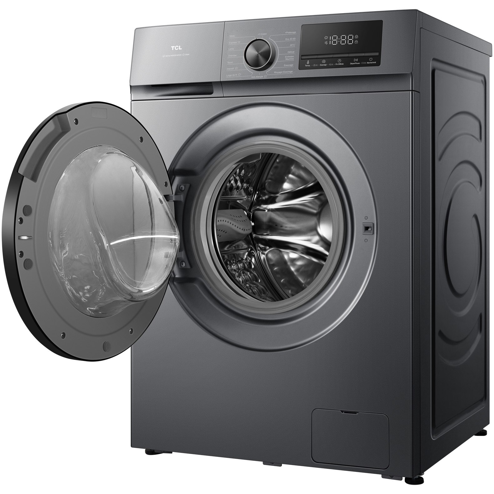Masina de spalat rufe TCL FF1124SA0, 11 kg, 1400 RPM, Clasa A, Motor Inverter, Steam Wash, Drum Clean, Honeycomb Drum, Add Garment, Argintiu