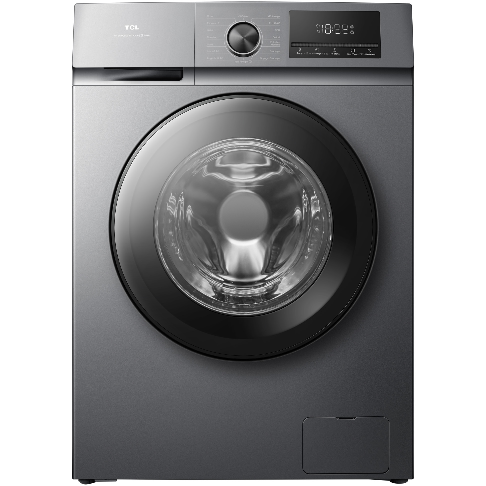Masina de spalat rufe TCL FF1124SA0, 11 kg, 1400 RPM, Clasa A, Motor Inverter, Steam Wash, Drum Clean, Honeycomb Drum, Add Garment, Argintiu