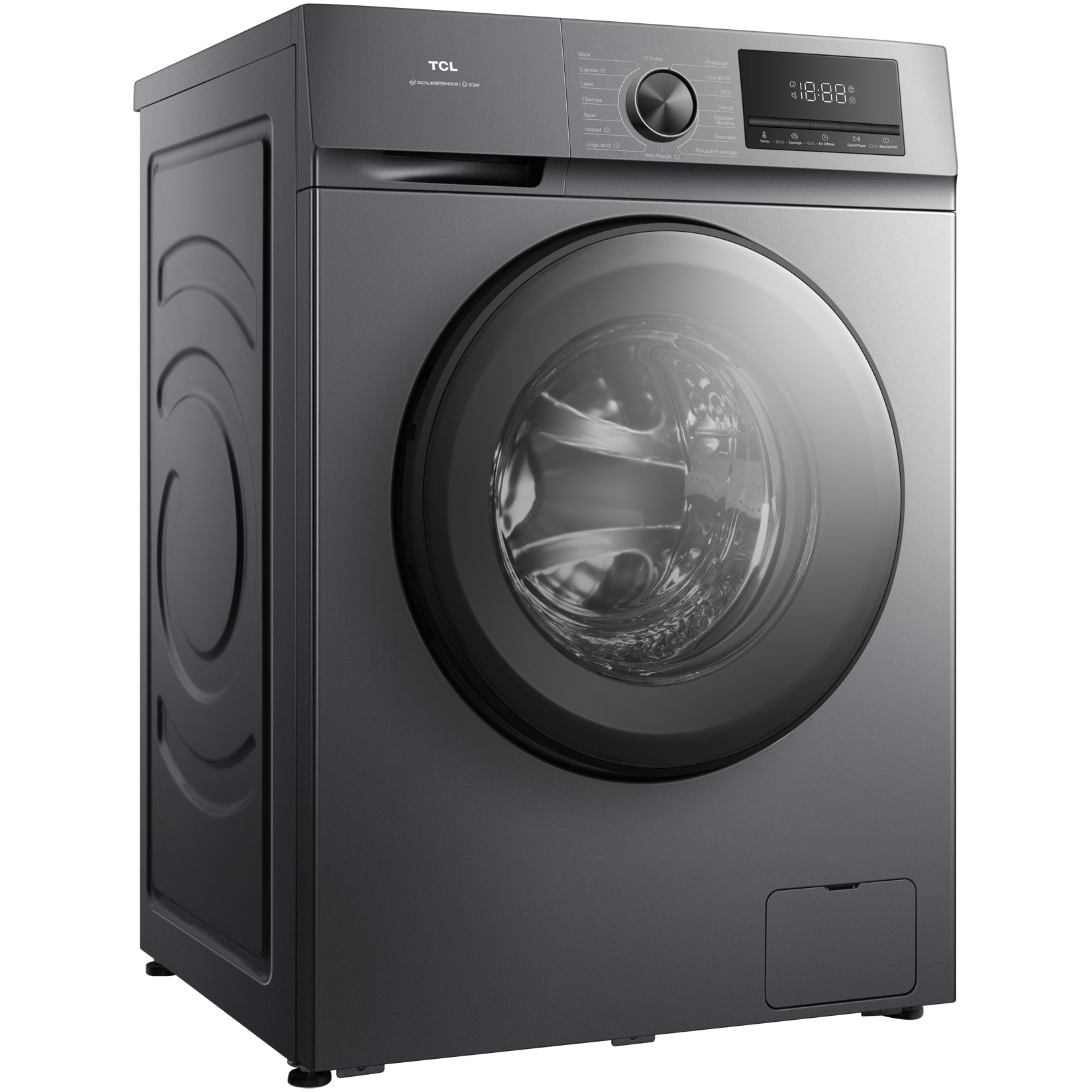Masina de spalat rufe TCL FF1124SA0, 11 kg, 1400 RPM, Clasa A, Motor Inverter, Steam Wash, Drum Clean, Honeycomb Drum, Add Garment, Argintiu
