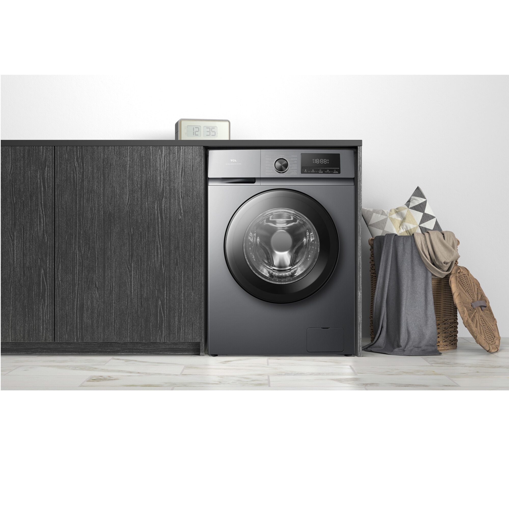 Masina de spalat rufe TCL FF1124SA0, 11 kg, 1400 RPM, Clasa A, Motor Inverter, Steam Wash, Drum Clean, Honeycomb Drum, Add Garment, Argintiu