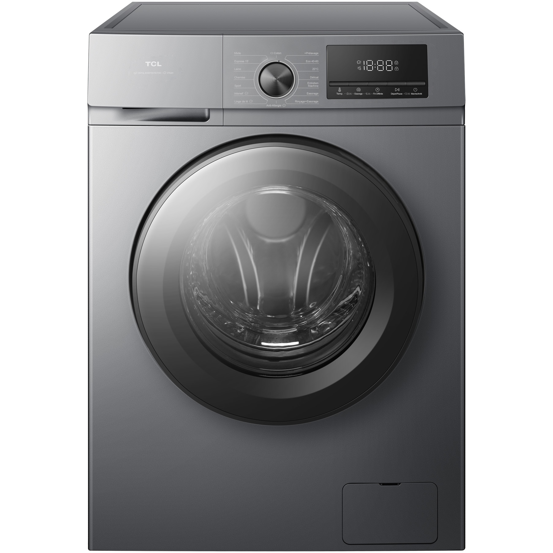 Masina de spalat rufe TCL FF1124SA0, 11 kg, 1400 RPM, Clasa A, Motor Inverter, Steam Wash, Drum Clean, Honeycomb Drum, Add Garment, Argintiu